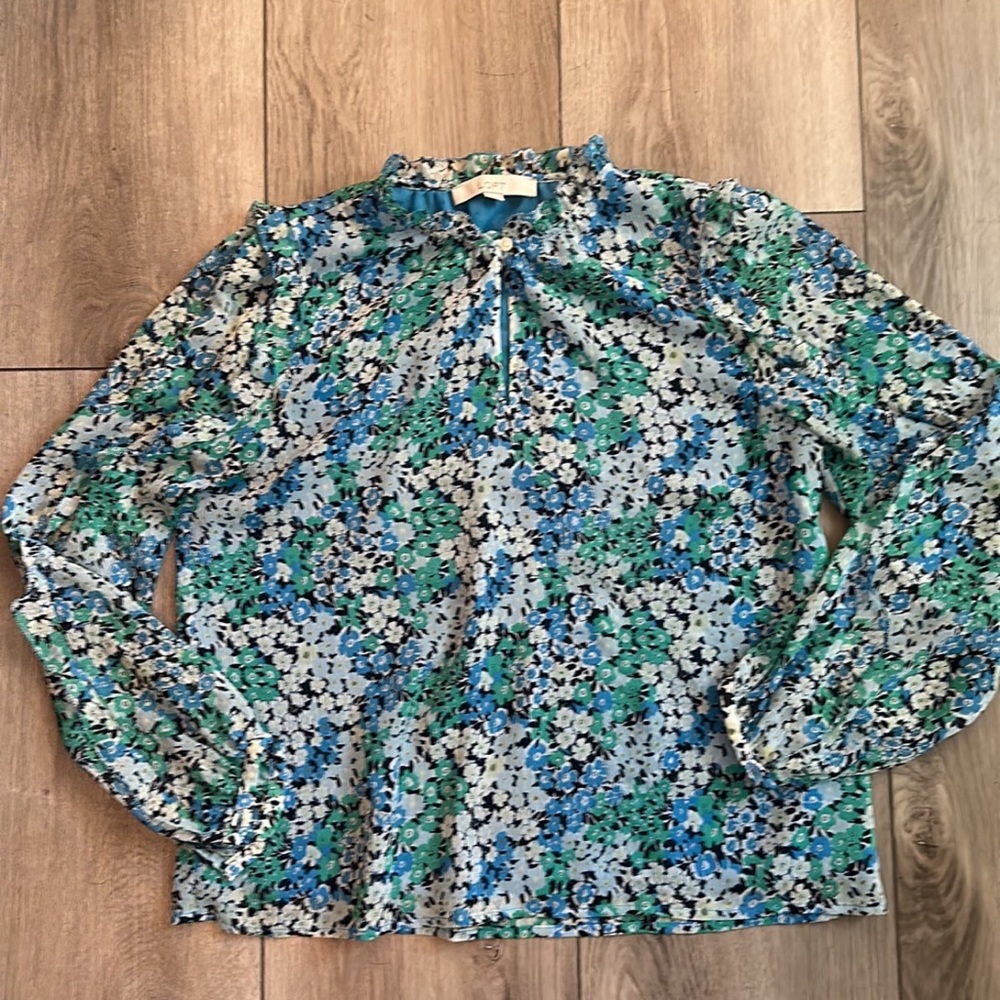 Loft XS Blue Floral Blouse